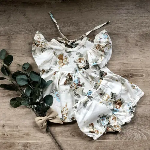 

2019 Summer Toddler Baby Girl Clothes Floral T-Shirt Tops Shorts Outfits Sunsuit Printed Lovely Soft Short Sleeve O Neck Sets