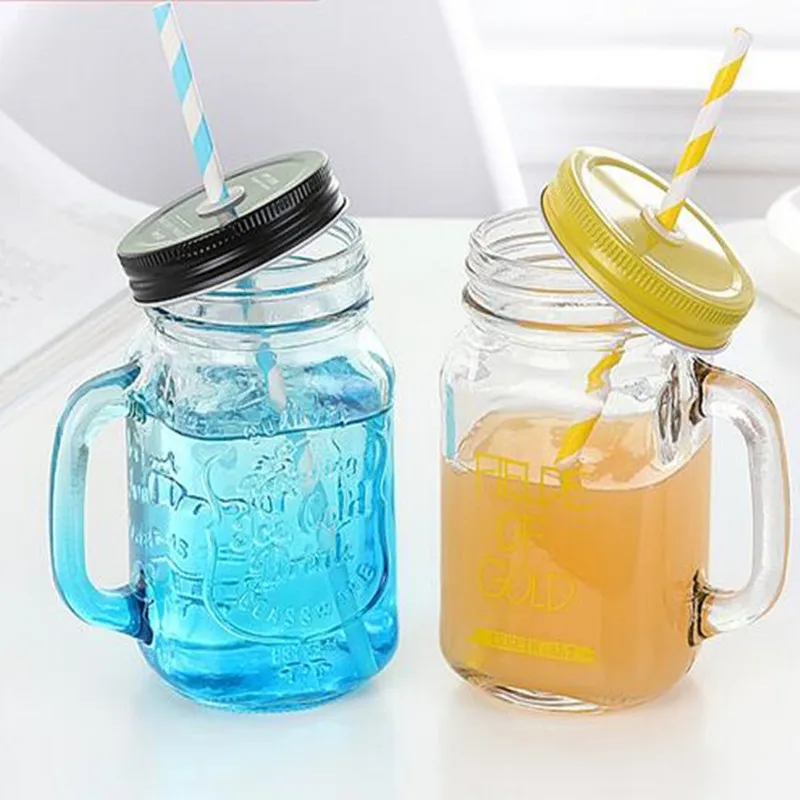 Glass Cup Summer Fruit Juice Icecream Clear Cold Drink Bottles Water Bottle Glass Jar Color Personality