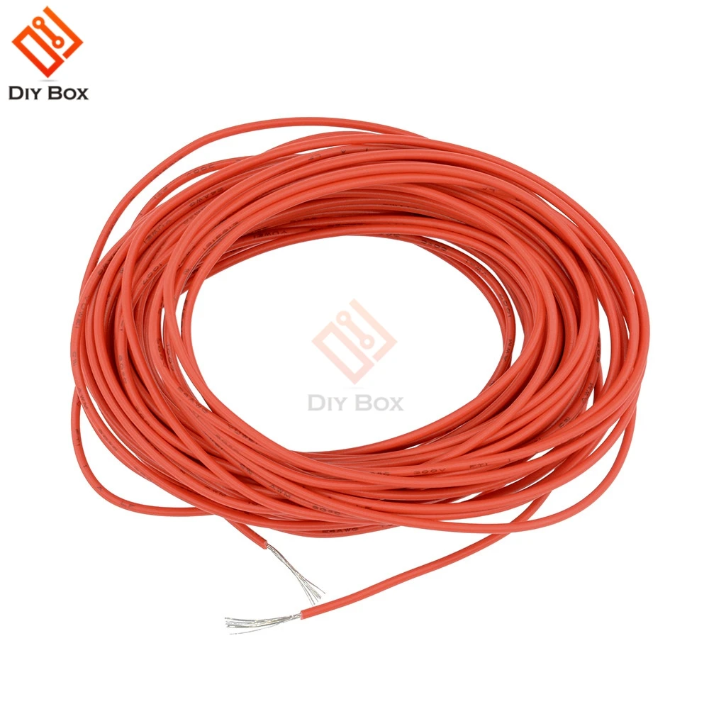 Красный силиконовый резиновый провод 10 м гибкий мягкий кабель 24AWG для