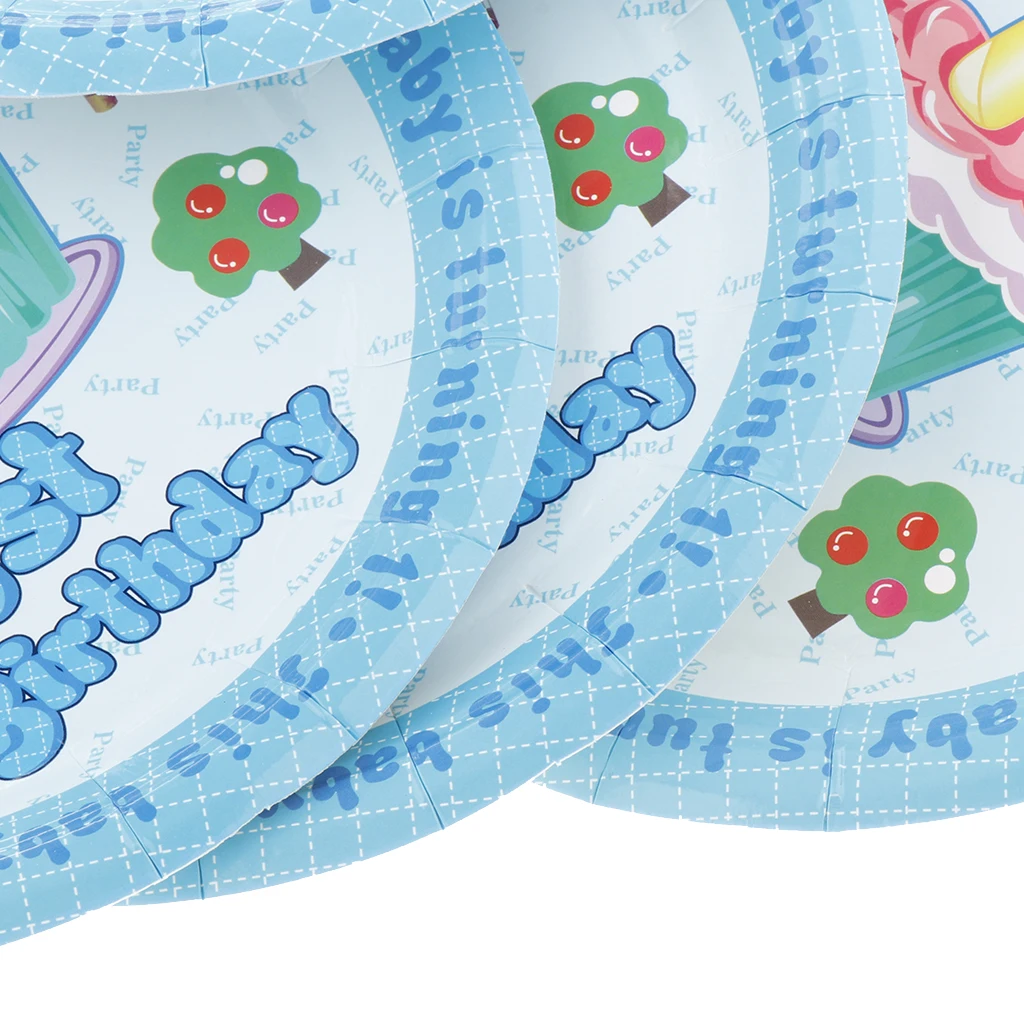  Baby Girl Boy 1st Birthday Cake Paper Plates Disposable Happy Birthday My 1st Birthday Baby Birthday Party Dinnerware Supply 