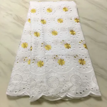 

New Design African Lace Fabrics High Quality White Gold French Lace Fabric For Party Dress Nigerian Swiss cotton Lace Fabric
