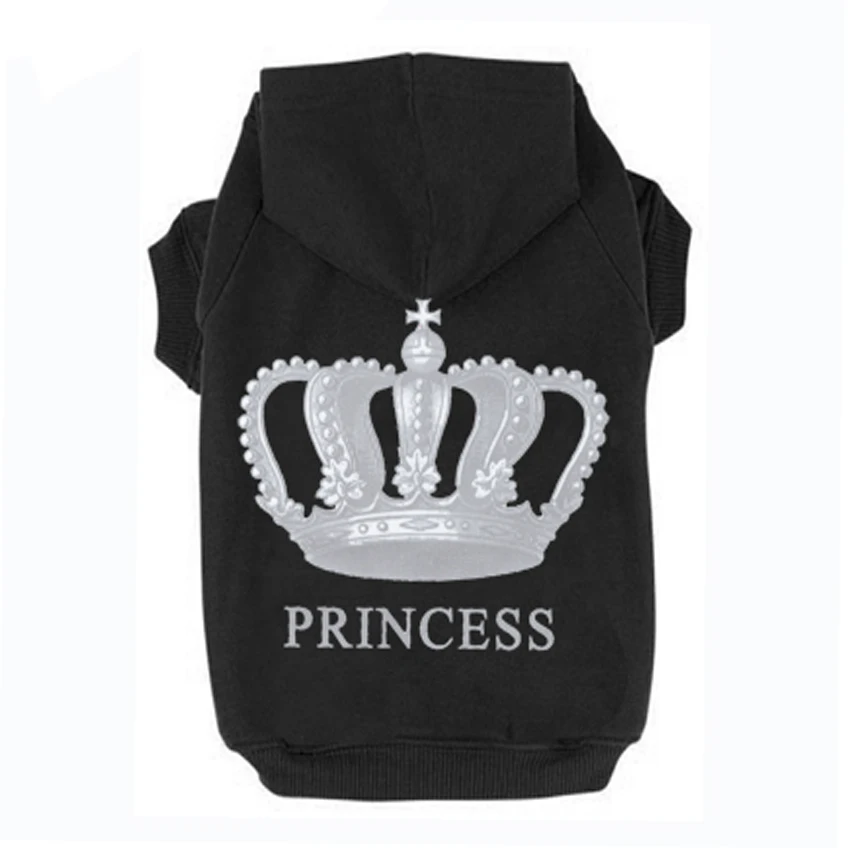 

Free Shipping 12pieces/lot Silver PRINCESS Printed Pet Puppy Dog Clothes Hoodies Jumpers Tracksuits for Small and Large Dogs