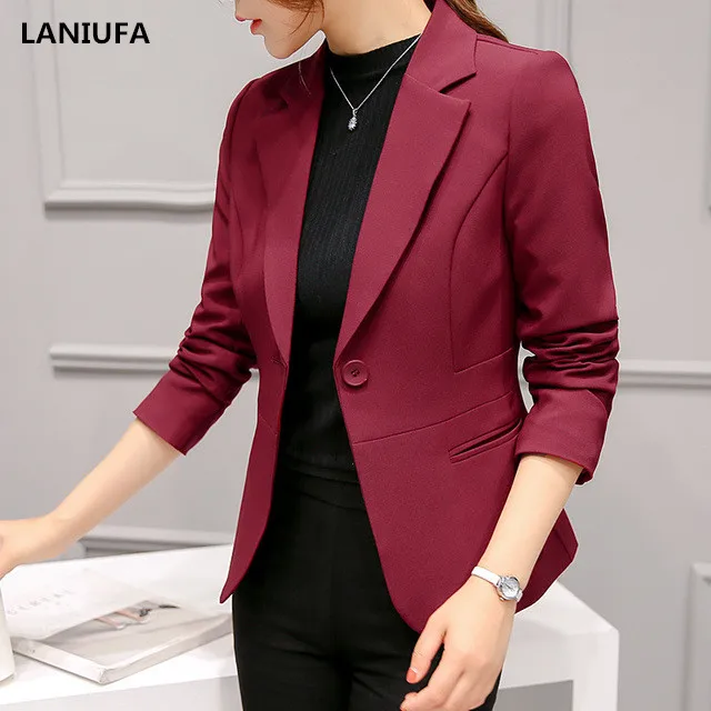 Women Blazer Long Sleeve Blazers Solid One Button Coat Slim Office Female Women Tops Suit Blazer Jackets women blazers jackets