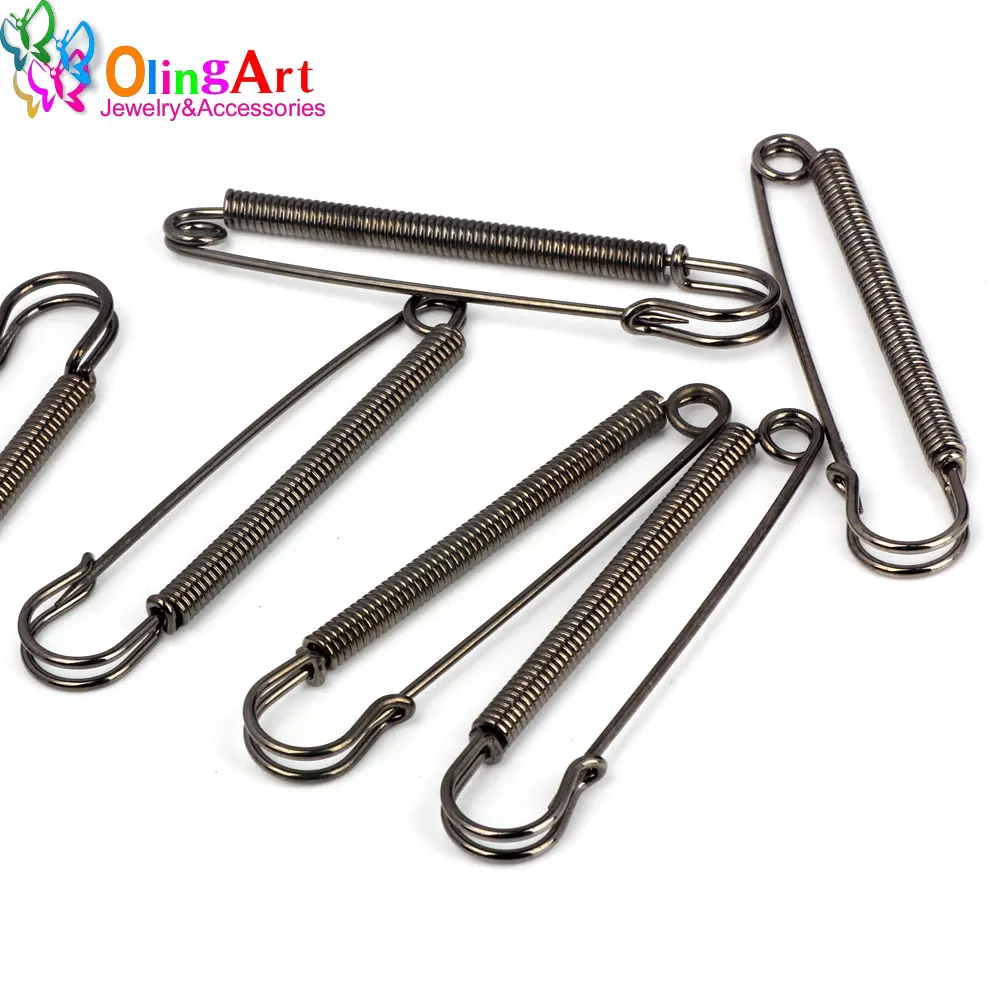 

OlingArt 8cm Gun black Brooch Pins 2pcs/lot DIY Fit Charms Chain jewelry making Findings 2017 new