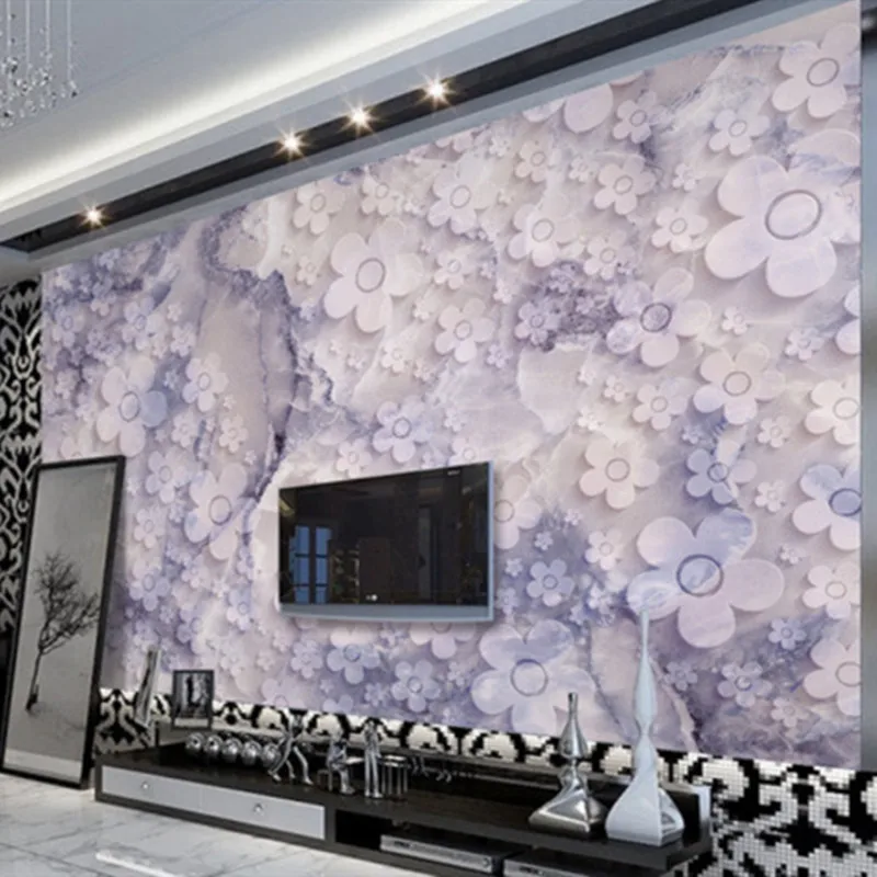 Custom Large 3D Wallpapers Purple Flowers Photo Wallpapers for Living Room Bedroom 3D Wall Murals Nature Home Decor Wall Papers Custom Large 3D Wallpapers Purple Flowers Photo Wallpapers for Living Room Bedroom 3D Wall Murals Nature Home Decor Wall Papers