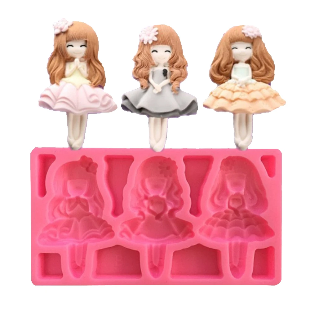 

2019 Hot sale Cute Lovely Girls Silicone Mold Chocolate Fondant Cake Decoration Tools Cupcake Mould