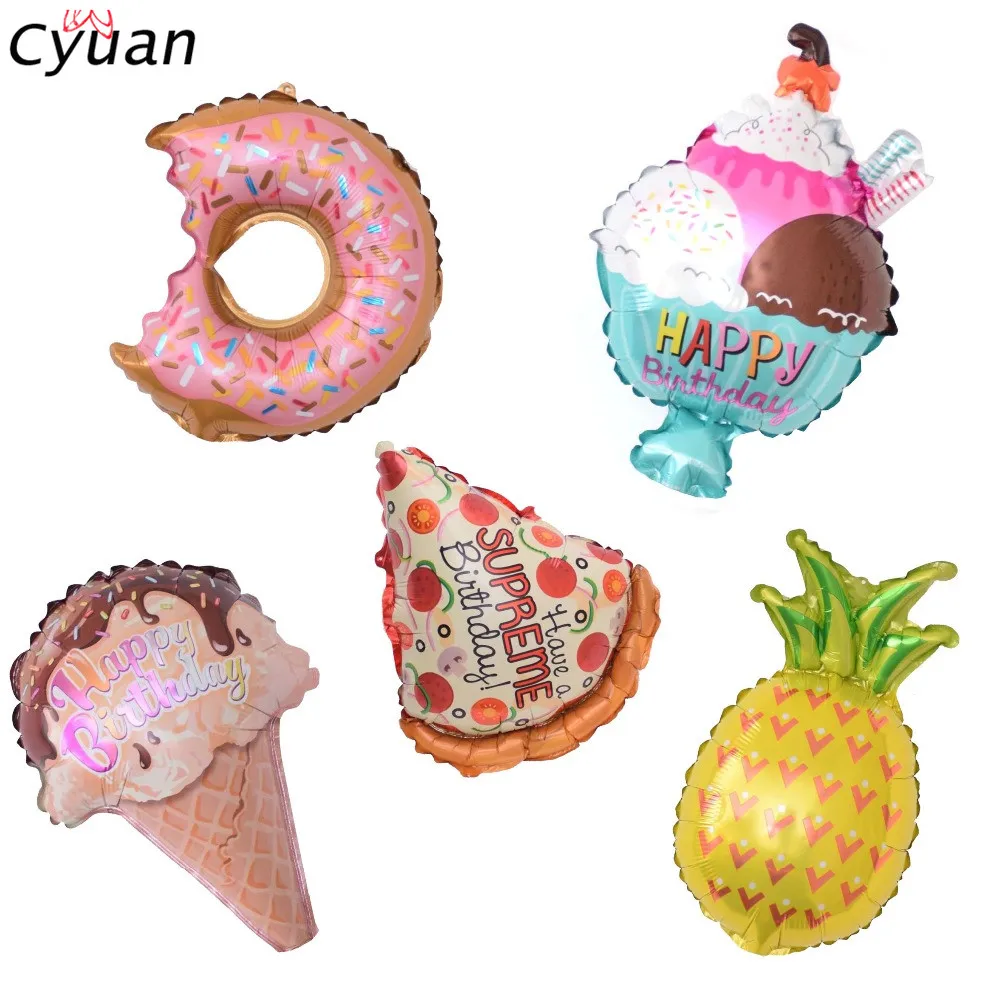 

Cyuan 1Pc Mini Pineapple Donuts Ice Cream Pizza Foil Balloons Birthday Party Decor Air Ballons Kids Party Baby Shower Supplies