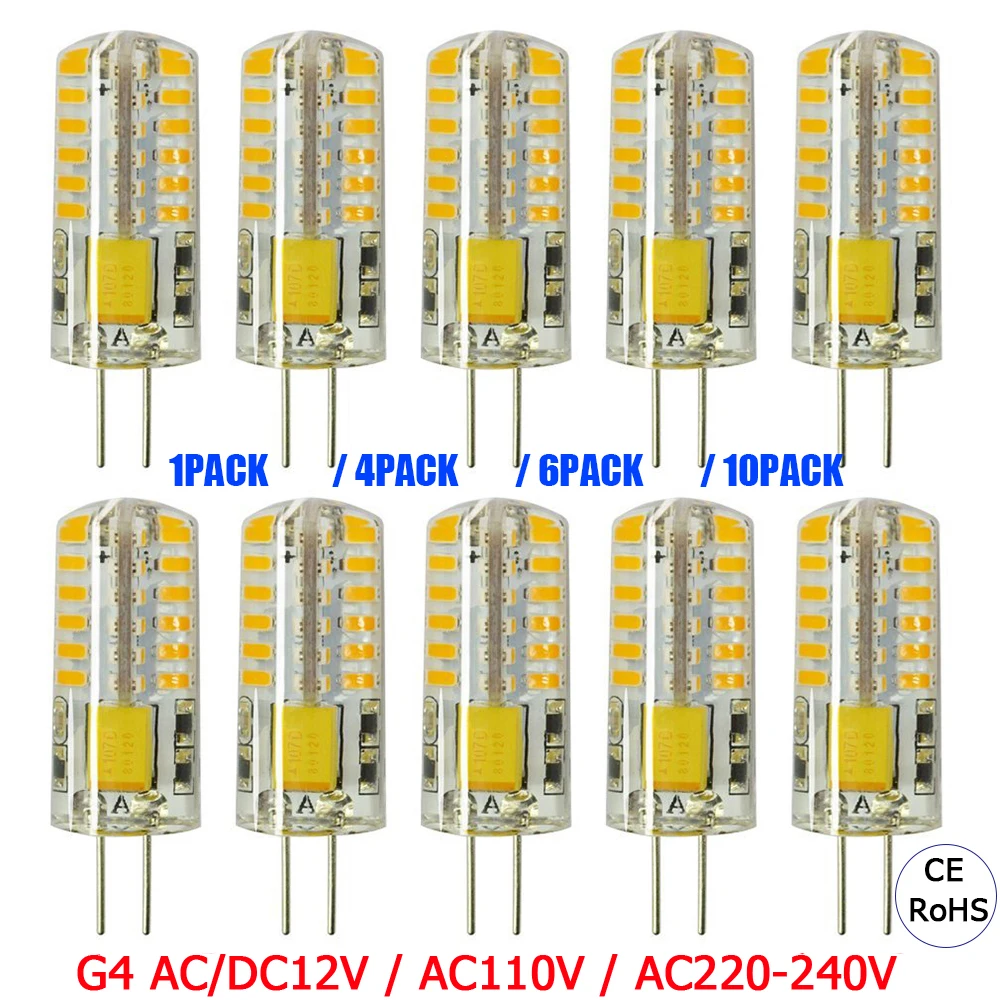 

Mini LED Light Bulb G4 LED Bulb AC/DC12V 3W G4 Base 48 LED Light Bulb Equivalent to 20W Halogen Bulb Replacement 360°Beam Angle