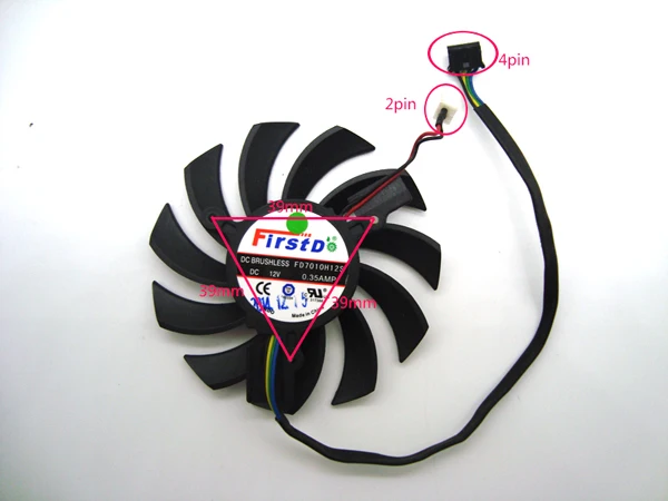 FDC10H12S9-C/FD7010H12S 12V 0.35A сапфир R7/R9 270/280/280X/285/290 графика карта двойной вентилятор FDC10H12S9-C - Цвет: 1pcs-FD7010H12S