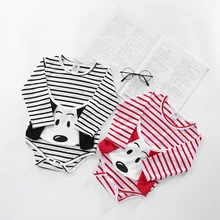 На осень-весну для маленьких мальчиков и девочек Костюмы в полоску с кружевным гофрированным воротником для детей комбинезон для новорожденного, для малыша одежда для маленьких девочек комбинезон, комплект одежды