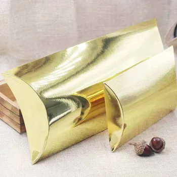 

Deluxe shiny gold gift pillow package & display box,strong paper candy /scarf/ arts&krafts display package pillow box 50pcs