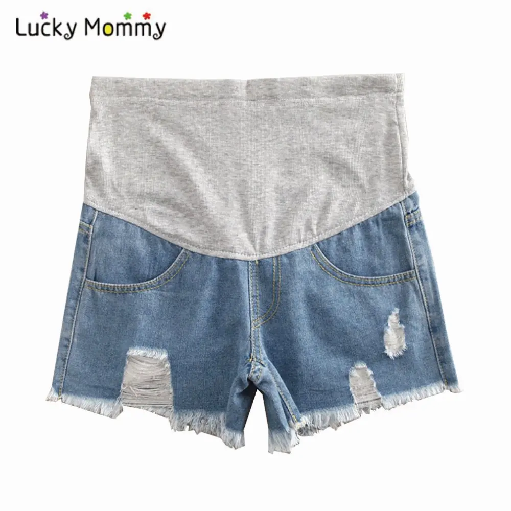 Denim Blue Maternity Shorts for Pregnant Women Maternidade Pregnancy Shorts Maternity Clothes