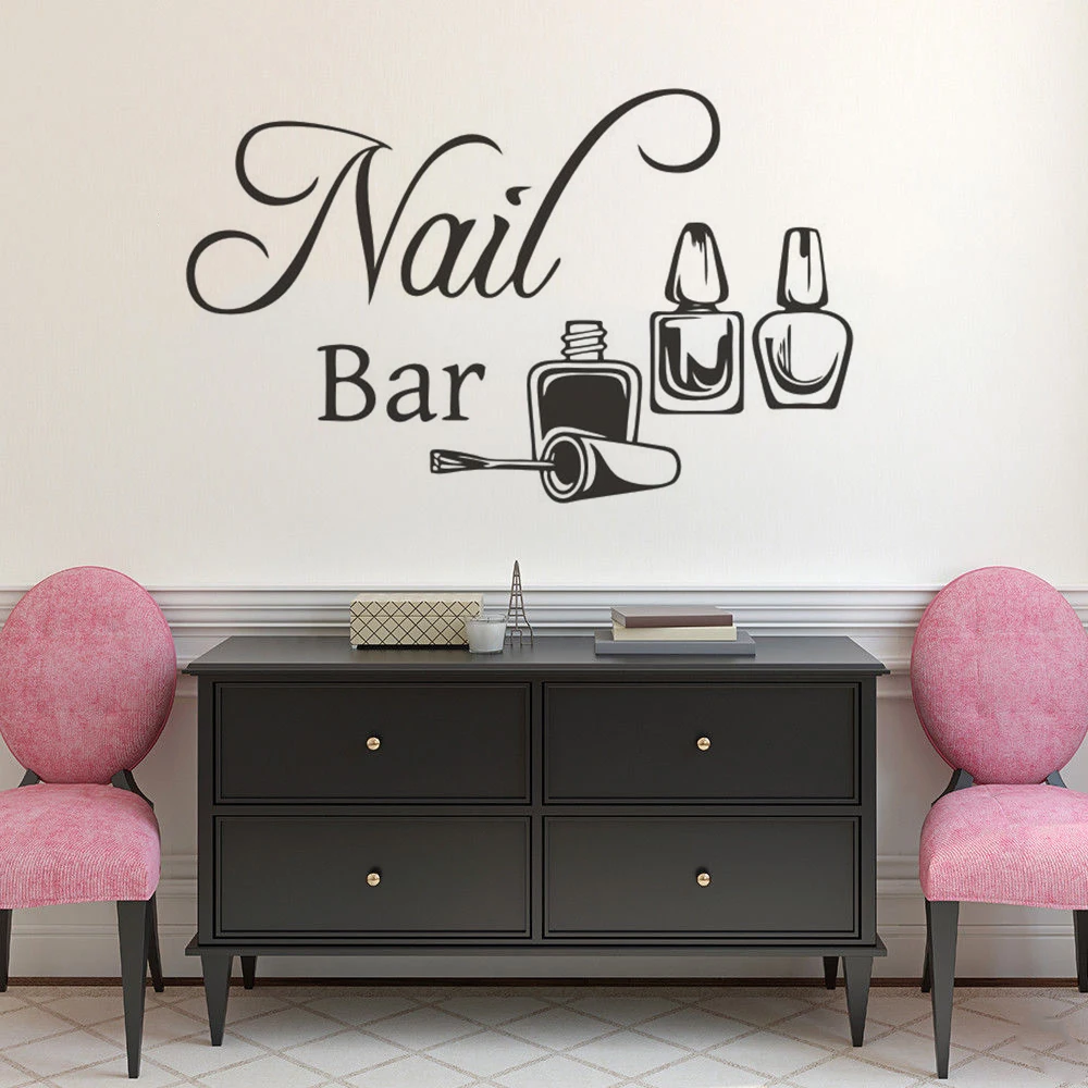 Us 4 6 28 Off Nail Bar Logo Window Sticker Manicure Nails Polish Vinyl Wall Decal Nails Salon Decoration Beauty Studio Wall Poster Az130 In Wall