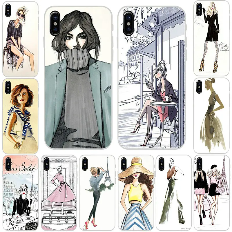 For iPhone X XR XS Max 6 6S 7 8 Plus 4 4S 5 5S SE 5C Clear Soft TPU Silicone Phone Cases Fashion Pink Paris Inspired Style | Мобильные