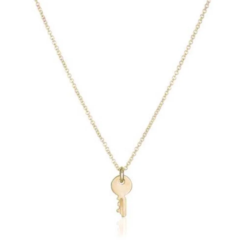 Fashion Key Pendant Necklace For Women Choker Necklace Jewelry Wholesale Gold Color Chain Jewellery With Gift Necklace With Card - Окраска металла: Gold No Card