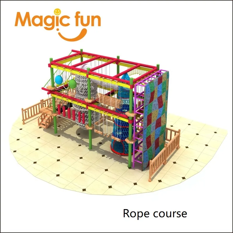 Juego de entrenamiento de cuerda de aventura para niños, Curso de obstáculos de seguridad con seguimiento cerrado y diversión mágica para adultos