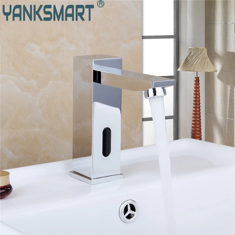 

Bathroom Touch Free Construction Real Estate Single Cold Automatic Hands Touch Free Sensor Bathroom Basin Sink Tap Faucet