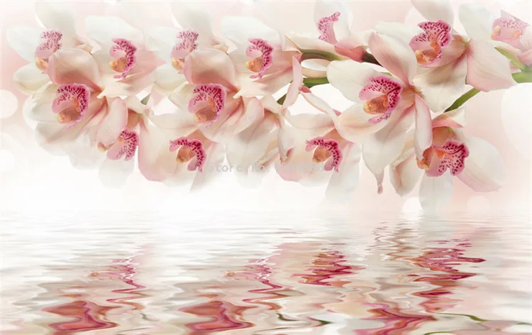 Пользовательские Настенные обои 3D красивые цветы орхидеи фреска современная простая гостиная ТВ диван фон настенная живопись Papel фрески