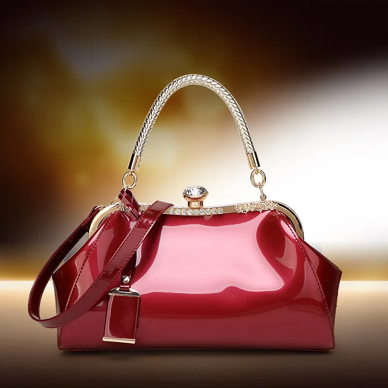 

2017 Fashion Lacquer Handbag Single Shoulder Crossing Bride Bag Dinner Bag Lady Bag Marriage Bag