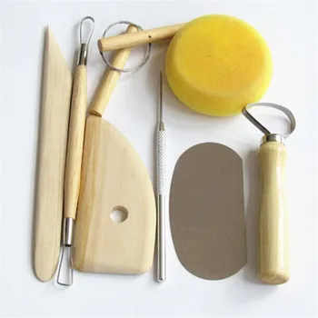 

8PCS Plasticine Colored Clay Tool Mold Kit Wooden tool Chisel DIY Playdough Toys Fimo clay Tools