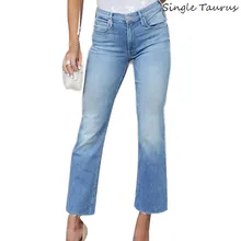 Тонкие укороченные женские джинсы клёш осень по щиколотку Европа и Америка Spodnie Damskie уличная синий колокольчик джинсы с кроем для женщин