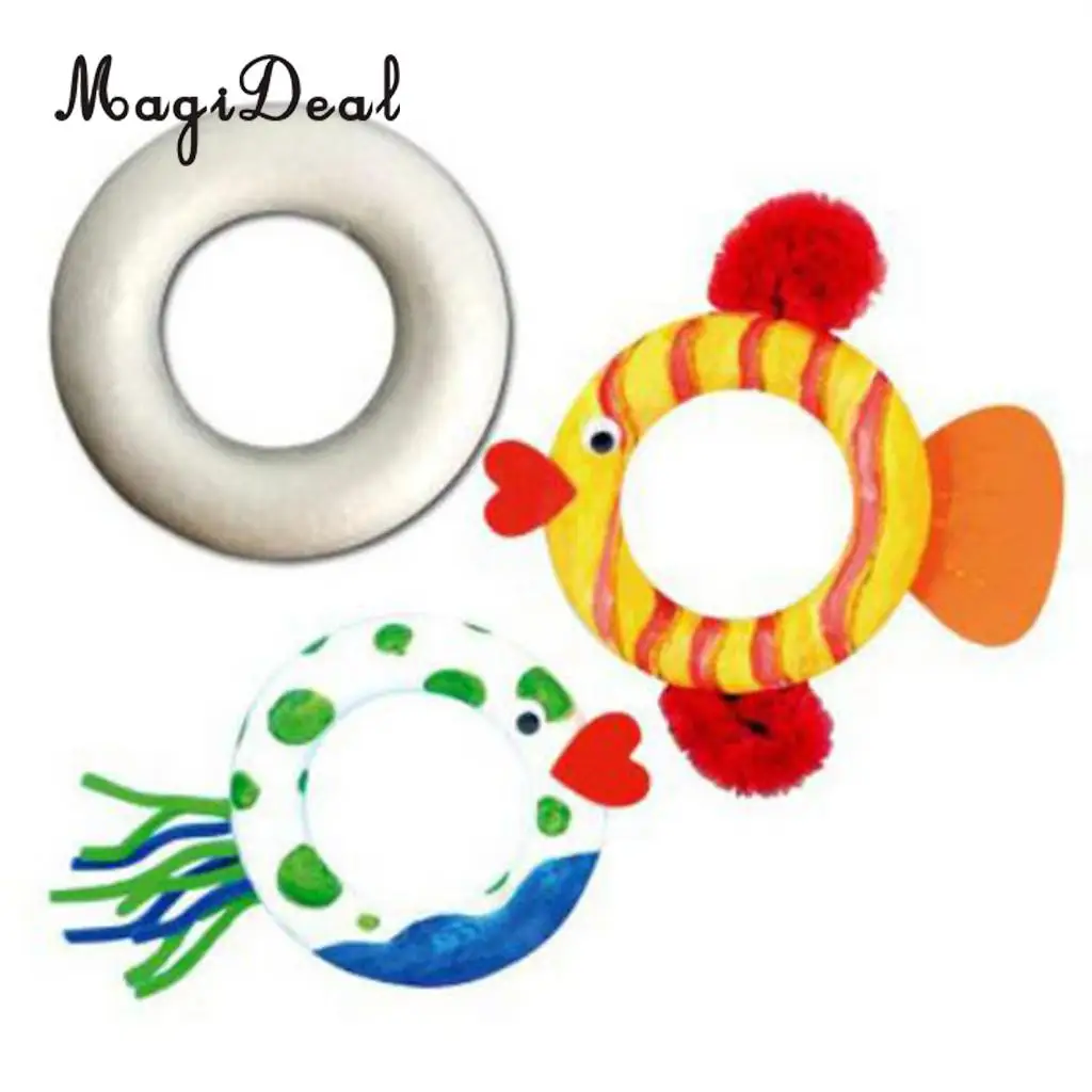 

5x Round Circle Ring Polystyrene Styrofoam Foam Material for Kids Painting Drawing DIY Craft Model Making 110mm