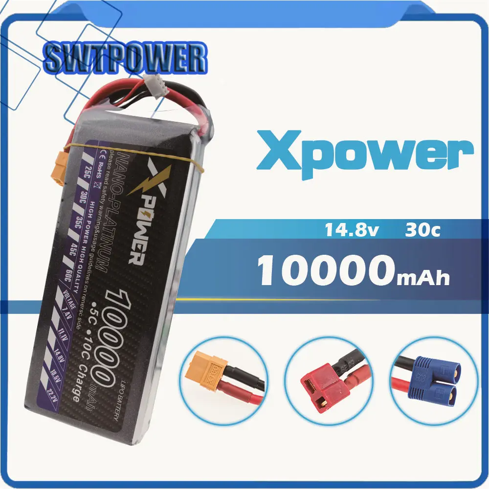 

Xpower RC LiPo Battery 14.8V 10000mAh 25C 4S For UAV Multi-rotor Quadcopter Airplane Boat Car