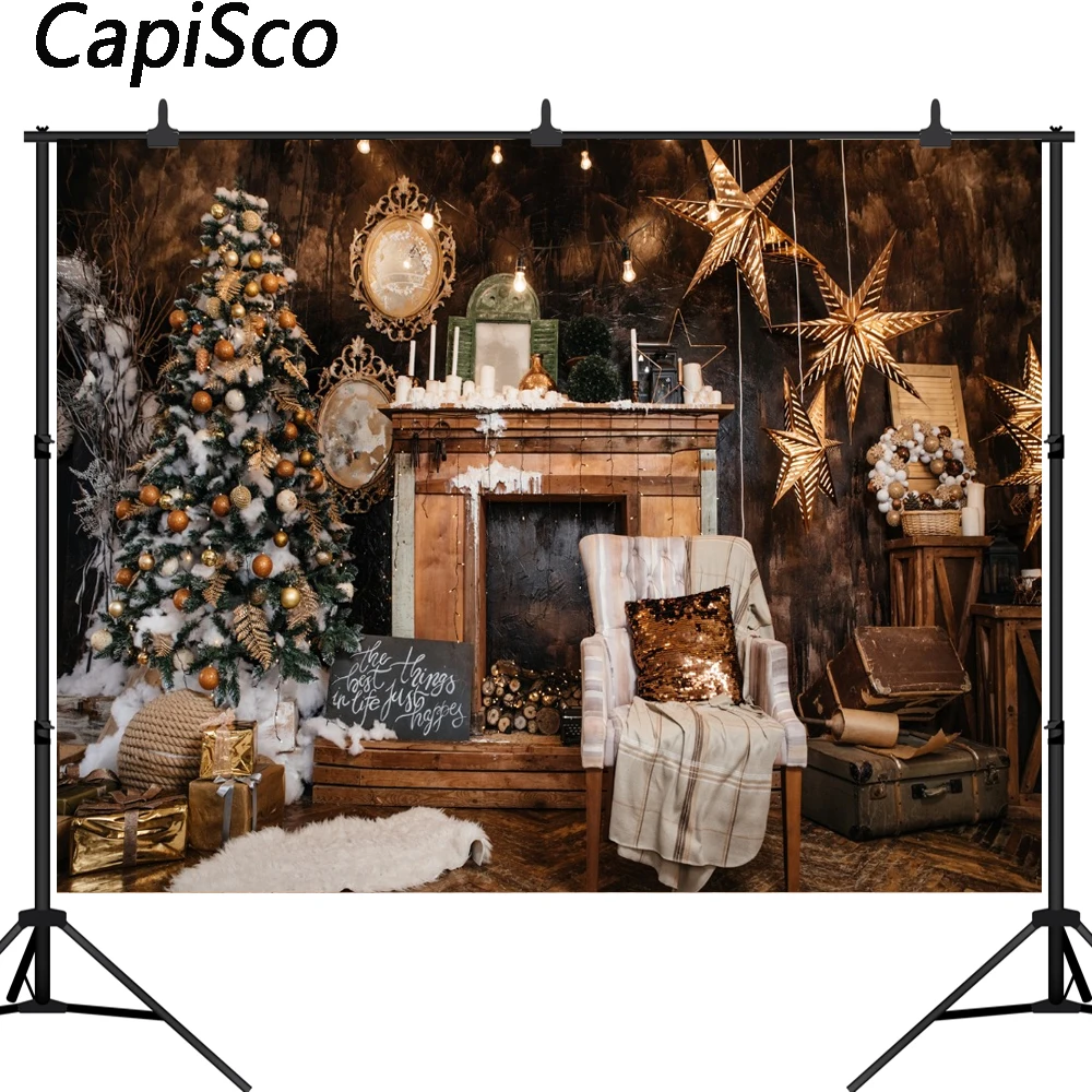

Capisco Vintage Family Christmas Backdrop Photography Backdrops Christmas tree Photo Studio Background Props Happy New Year