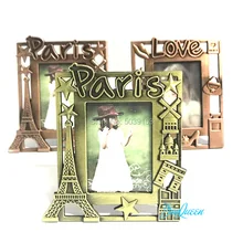 Torre de París creativa amor Marco de foto de metal conjunto fecha Mini marco de foto Vintage bebé regalo para adultos cumpleaños decoración de escritorio de casa