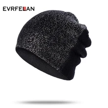 Evrfelan, женская зимняя Лыжная шапочка, Вязанная, Skullies Beanies, шапки, женская модная уличная шапка, шапка для девочек, одноцветная, Gorro