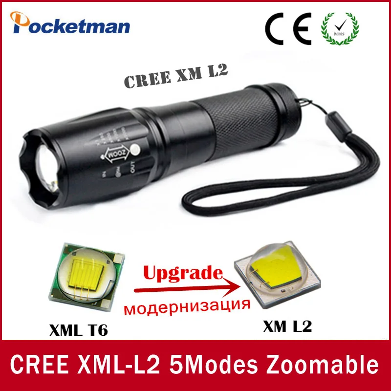 

E17 XML-L2 5 Modes 4000 Lumens lanterna waterproof Torch light zaklampen LED Flashlight Zoomable Lantern Free Shipping