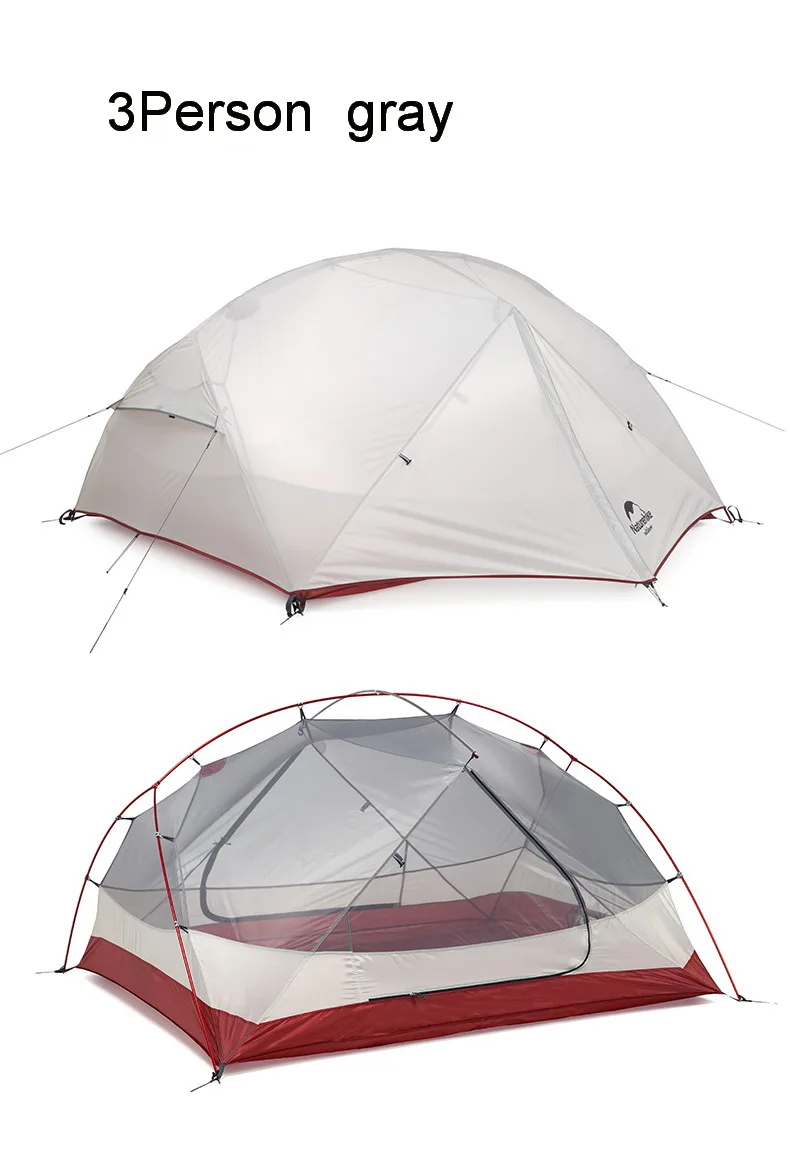 Naturehike Custom Mongar 2 3 People Waterproof Double Layer Outdoor Tent Aluminum Rod Gray Ultralight Camping Tents Mat
