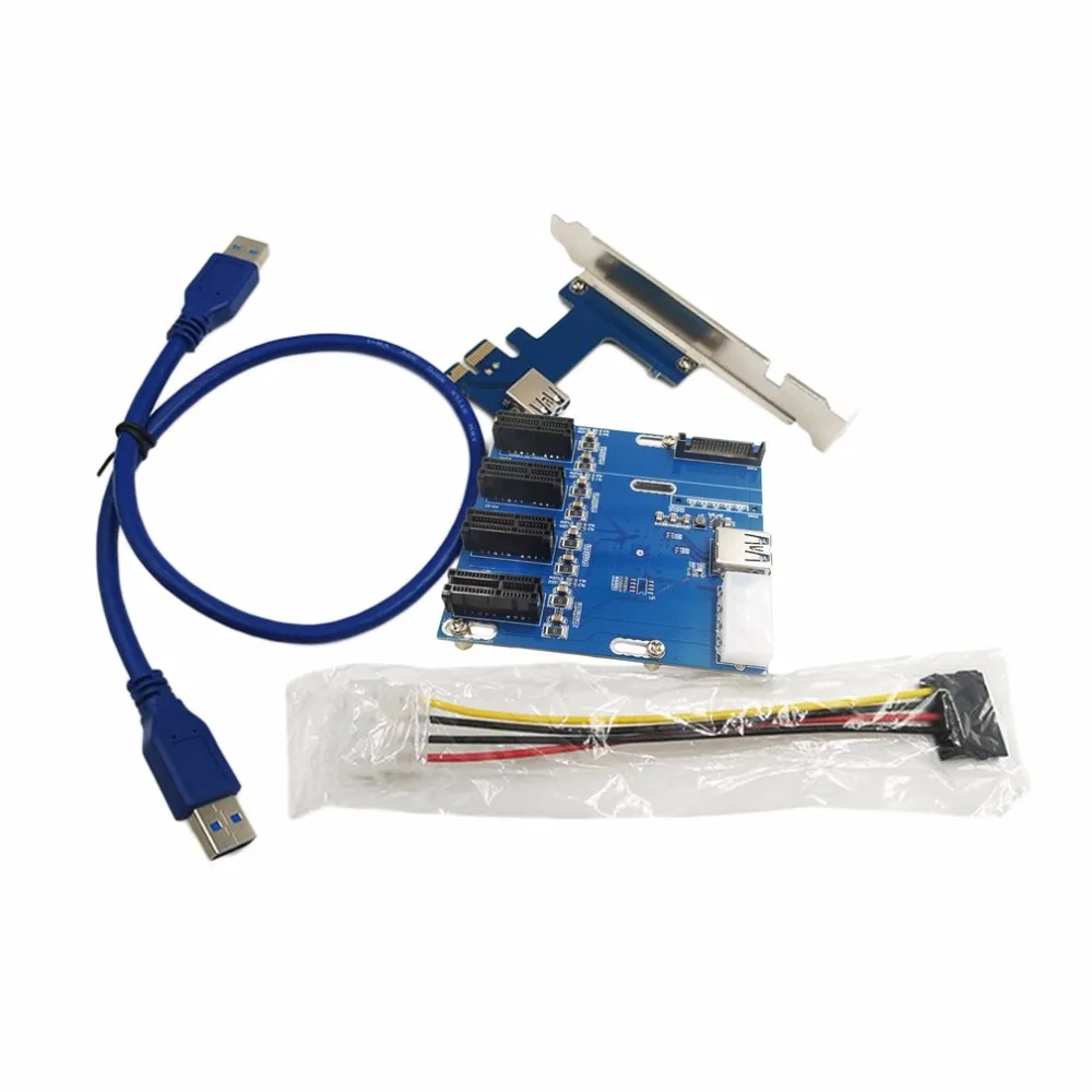 PCI E To PCIe Riser Card 4PIN USB3 0 PCI E 1 To 4 PCIe Adapter 1 Drag 4 
