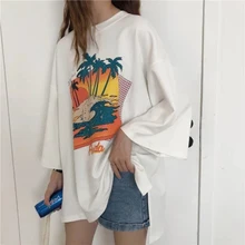 Летняя женская футболка с круглым вырезом Harajuku Kawaii, свободная футболка Ulzzang, корейский стиль, уличная одежда, хип-хоп мода, женские топы 50H0061