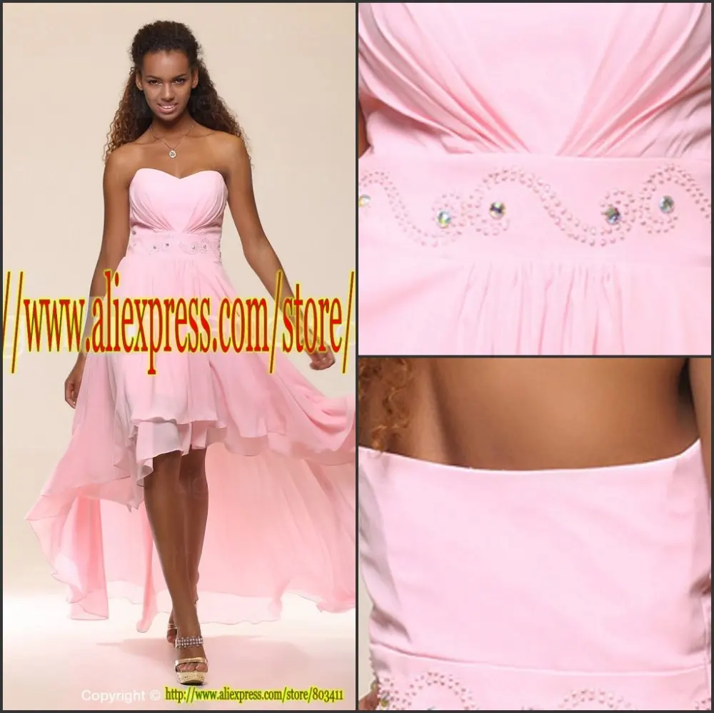 

Free Shipping Custom Made Short Front and Long Back Chiffon Prom Dresses