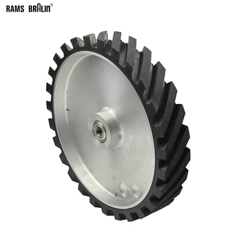 

300*50mm Grooved Rubber Contact Wheel Dynamically Balanced Belt Grinder Sanding Belt Set for Metal Grinding