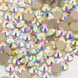 Прозрачный кристалл AB стеклянные фальшивые бриллианты Flatback Non-HotFix для украшения ногтей (Золотой)