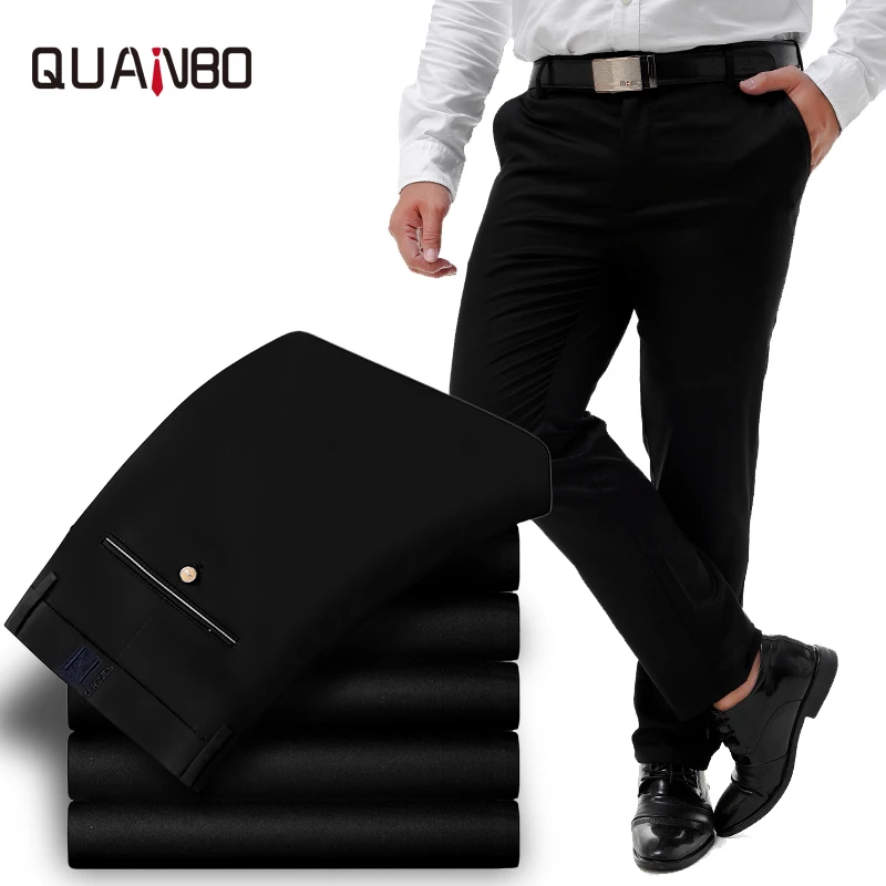 QUANBO Big Size 44 46 48 50 52 Mens Pants Wrinkle Free Business Elasticity Casual Pants Straight Slim Fashion Male Trousers QUANBO Big Size 44 46 48 50 52 Mens Pants Wrinkle Free Business Elasticity Casual Pants Straight Slim Fashion Male Trousers