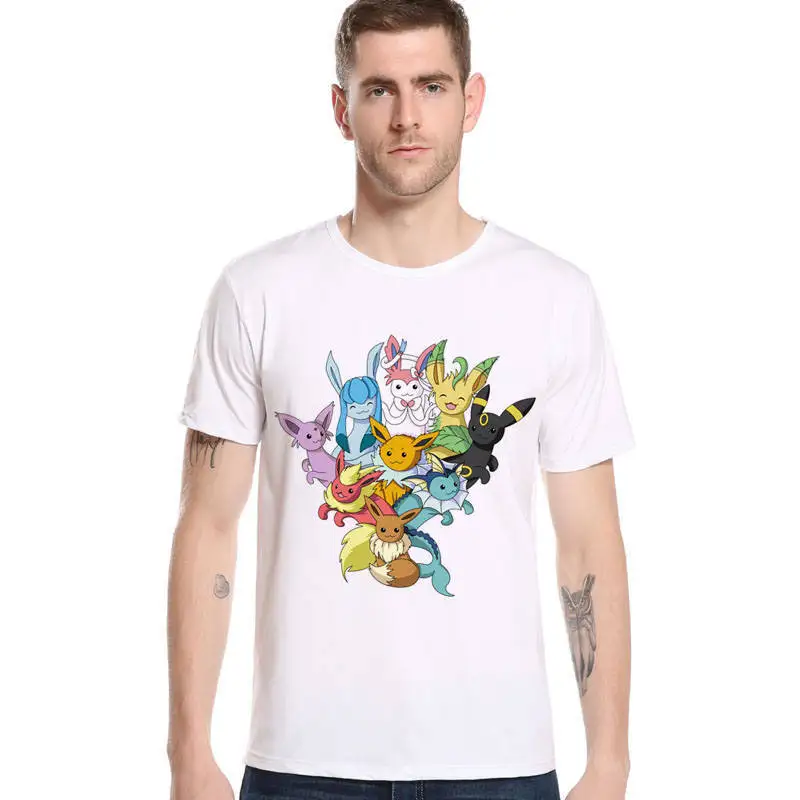 New Brand Fashion Men's T-shirts Pokemon Pikachu Harajuku Printed Tops Summer Cotton Short Sleeve O neck Punk Anime Top L1R6 | Мужская