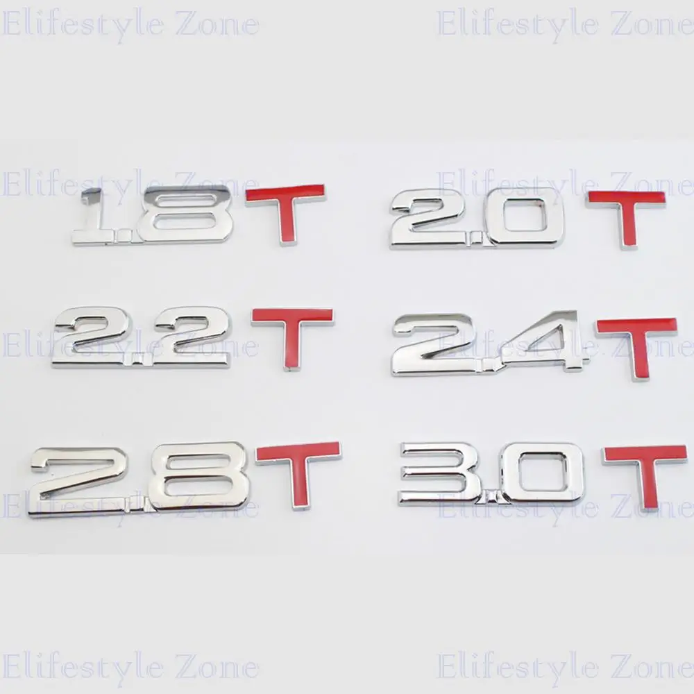 New Bumper Sticker Metal Emblem Decal Turbo TSI Rear Trunk Trim Badge Polish Chrome Red 1.5T 1.6T 1.8T 2.0T 2.2T 2.4T 2.5T 3.0T - Image 2