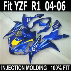 Подходит для Yamaha, отлитого под давлением обтекатели YZF R1 2004 2005 2006 синий тело работа обтекатель комплект YZFR1 04 05 06 NV08