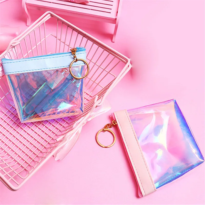 

Fashion Laser Coin Purse Zipper Storage Bag Money Short Wallet Hologram Pouch Bank ID Card Holder Girls Shinning Case