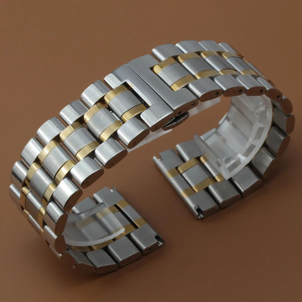 Watch band Strap Silver and gold Bracelet 18mm 20mm 22mm 24mm 26mm 28mm