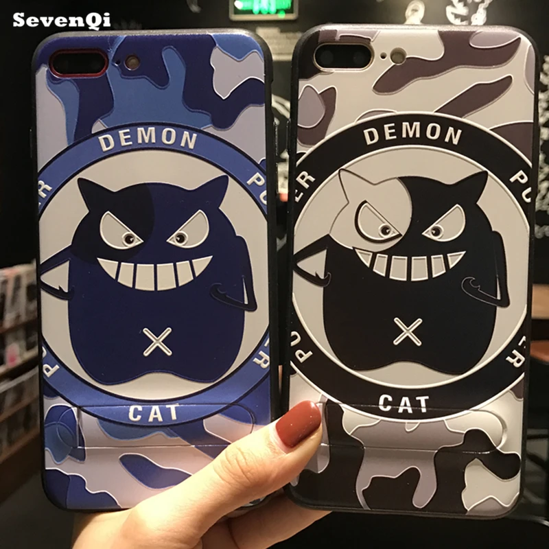 SEVENQI Male cartoon cat graffiti pattern relief 3d for iPhone6 6plus case drop protection TPU + PC phone shell iPhone7 |