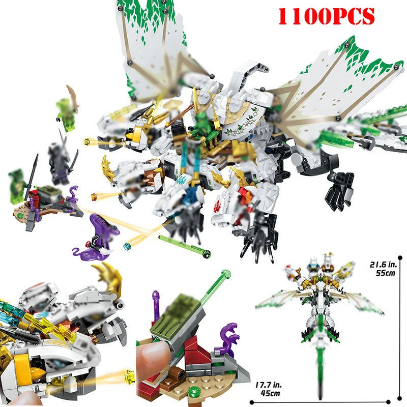 

1100pcs Ninja Flying Dragon Jay Figures Building Blocks Compatible Legoingly Ninjagoed Bricks Educational Toys For Child Friends