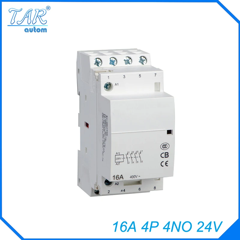 

4P 4NO 24V 16A Modular Normally Closed Contactor with electric machincal types of contactor Din rail Household ac contactor