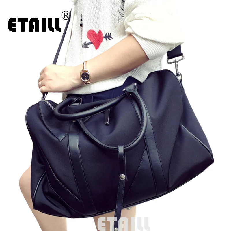 Us 45 1 40 Off Brand Men Foldable Folding Nylon Tote Bags With Leather Handles Women S Messenger Las Handbag Travel Sac A Main In Us 45 1 40 Off Brand Men Foldable Folding Nylon Tote Bags With Leather Handles Women S Messenger Las Handbag Travel Sac A Main In