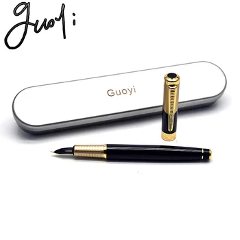 

Guoyi Q8 Steel shell Ink Fountain pen Metal high-end business office gifts and corporate logo customization signature pen