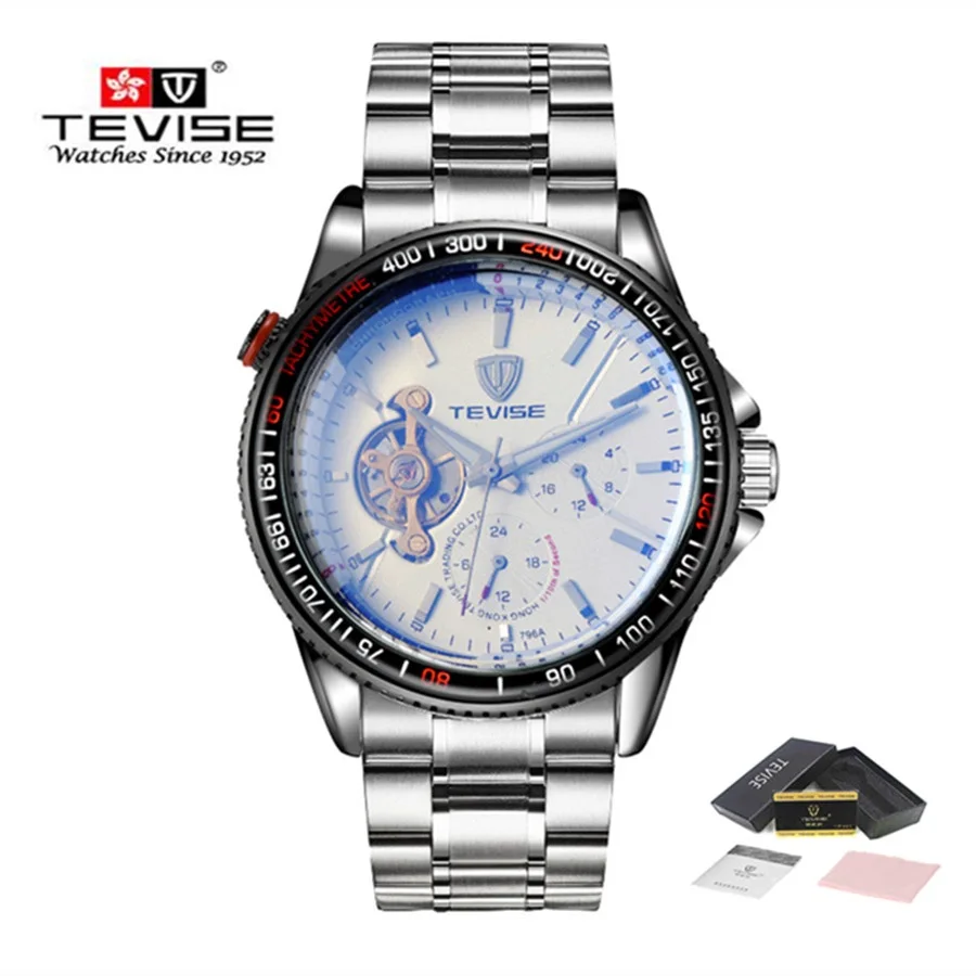 

2018 Automatic Self-wind Tourbillon Watch Men Luxury Brand Tevise Mechanical Wristwatch Mens Waterproof Clock erkek kol saati