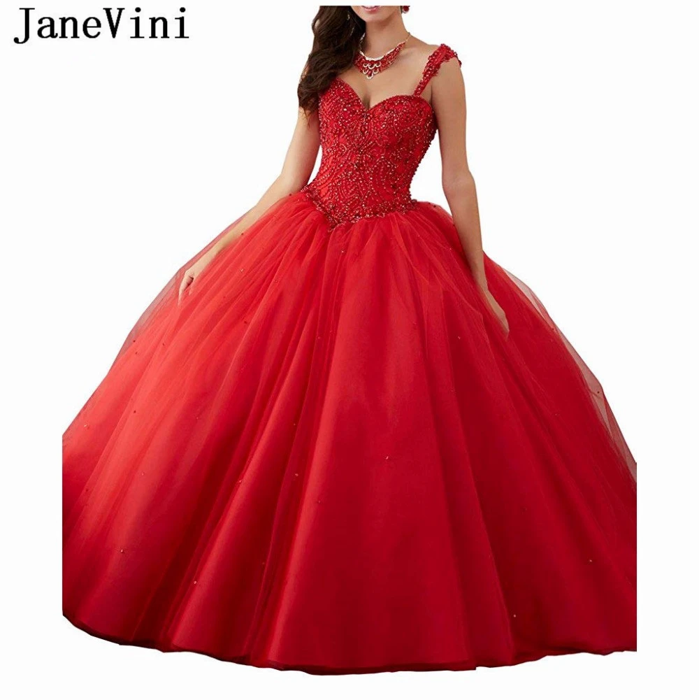 Элегантное бальное платье jaevini красные платья Quinceanera Роскошные Тяжелые бусины на